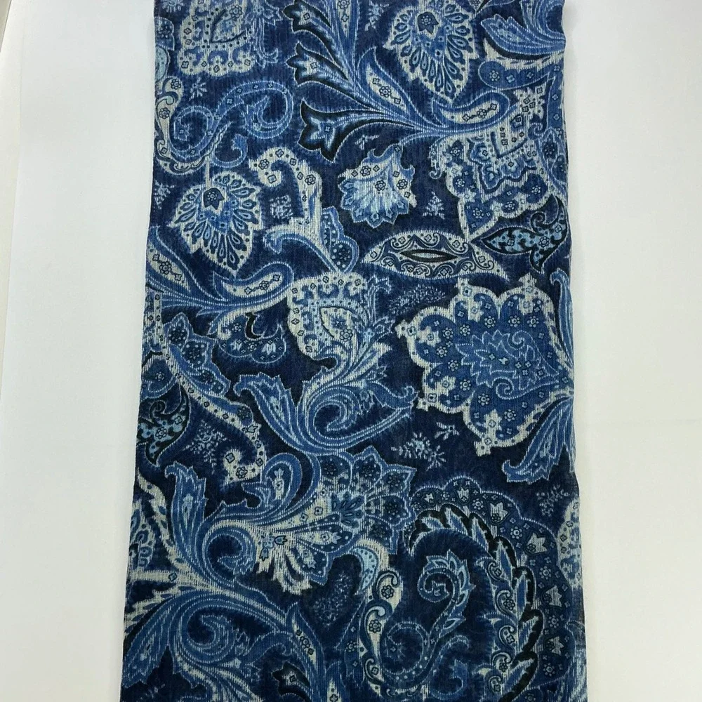 Chaps Blue Paisley Scarf Women OS NWT Lightweight Eyelash Fringe CF0026